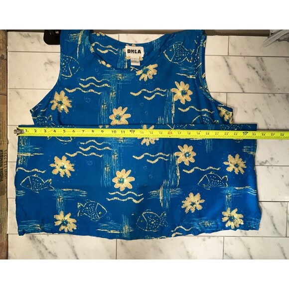 Hawaiian Mumu Dress Beach Y2K Large Womens Fish Sequin Tropical Coastal - Picture 10 of 14